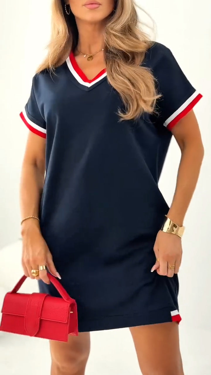 Rochie casual pentru femei cu tiv contrastant