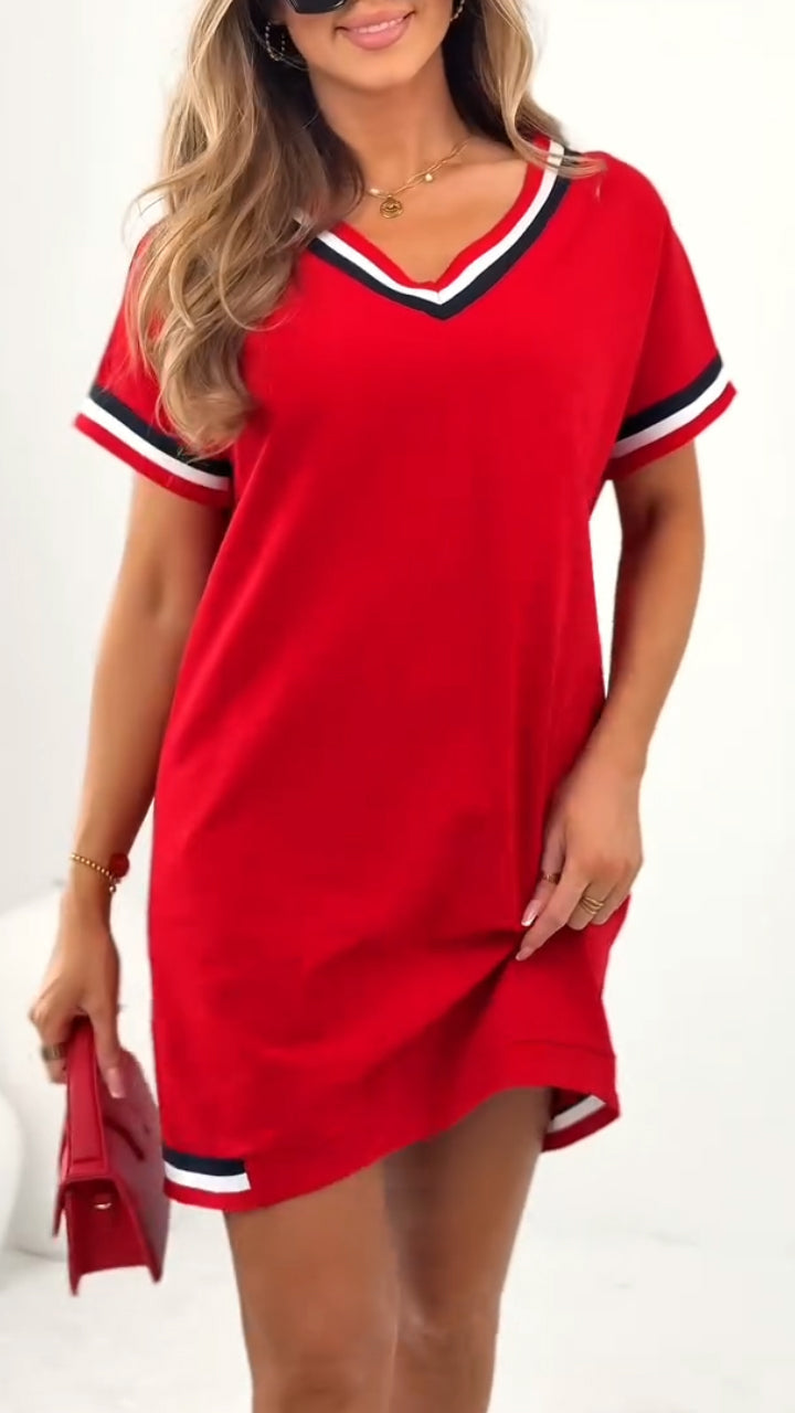 Rochie casual pentru femei cu tiv contrastant