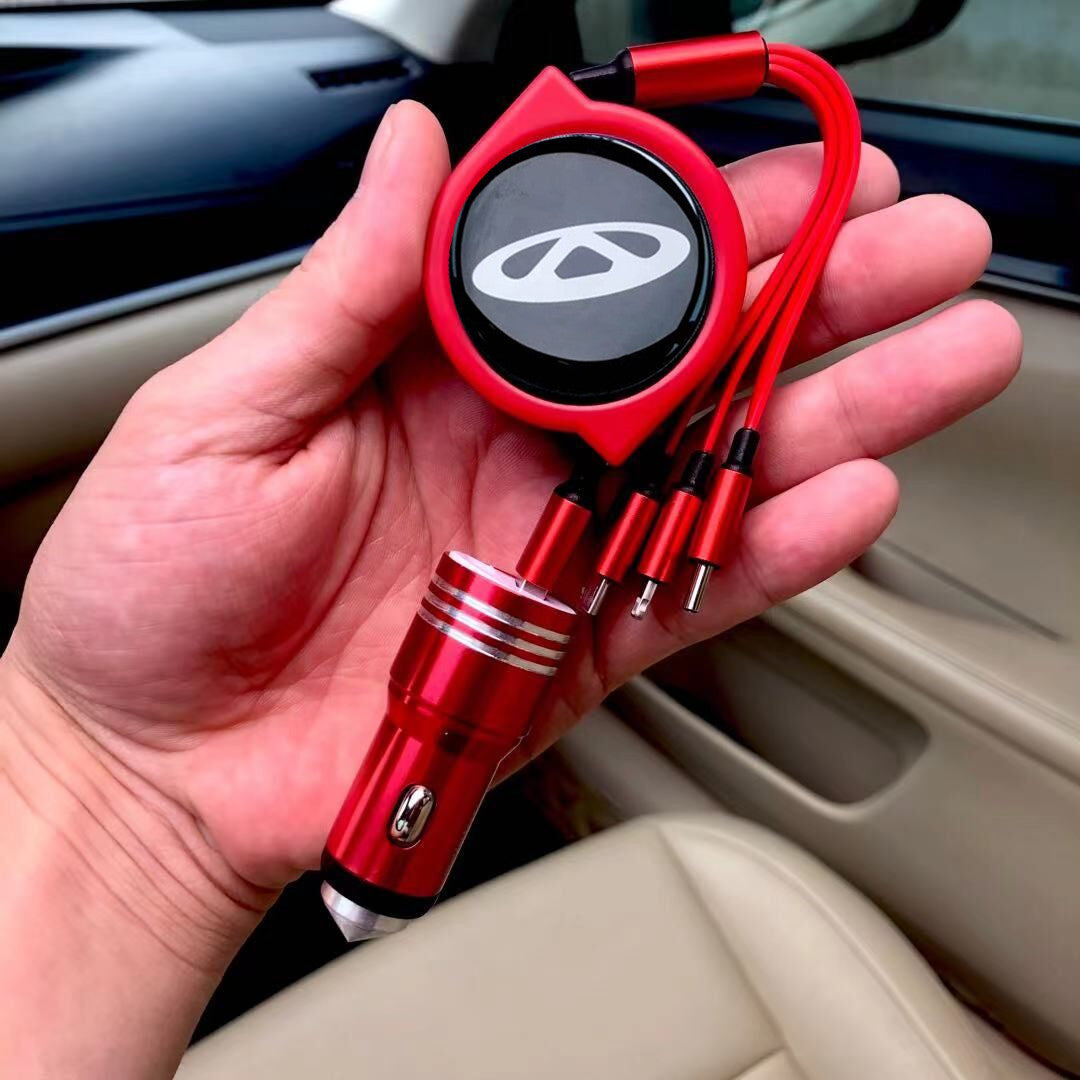 Cablu de date auto retractabil 3 în 1 + încărcător auto gratuit