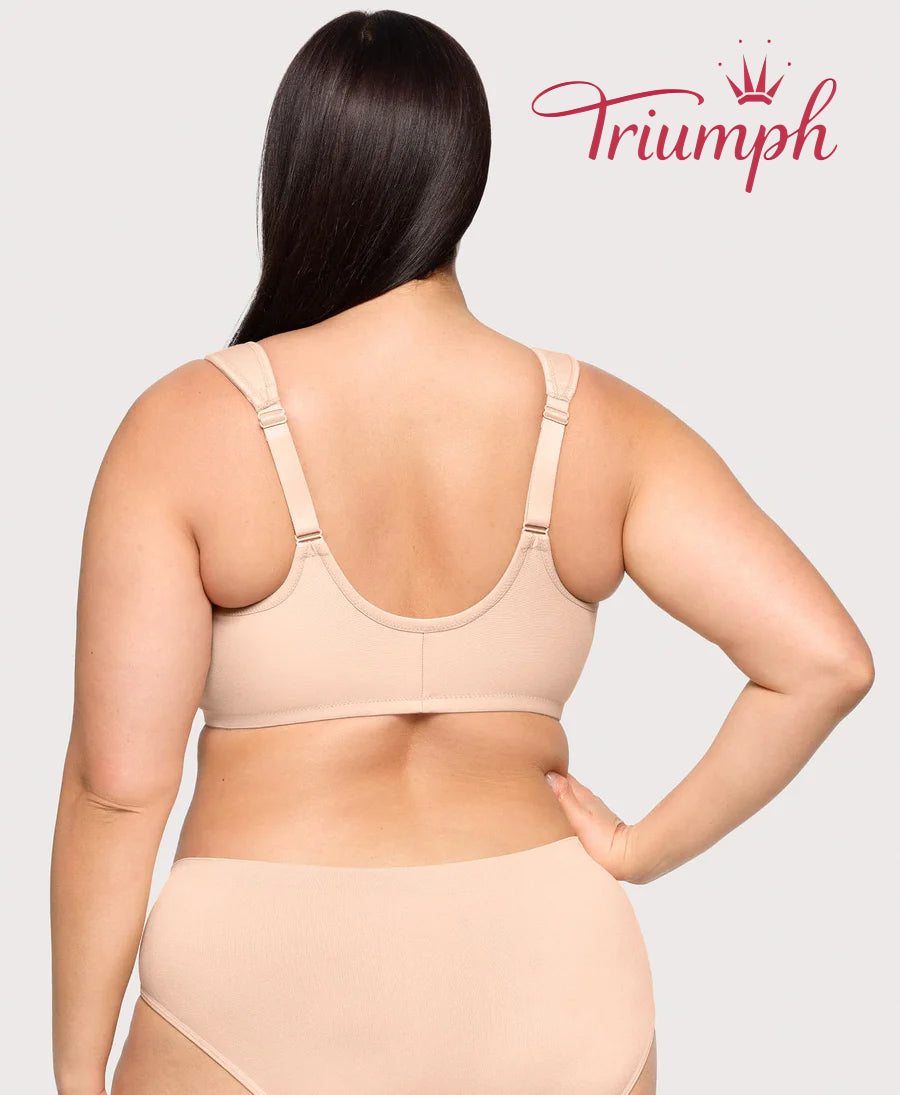 Triumph - (3 piese) Sutien din bumbac cu dantelă brodată, cu închidere în față