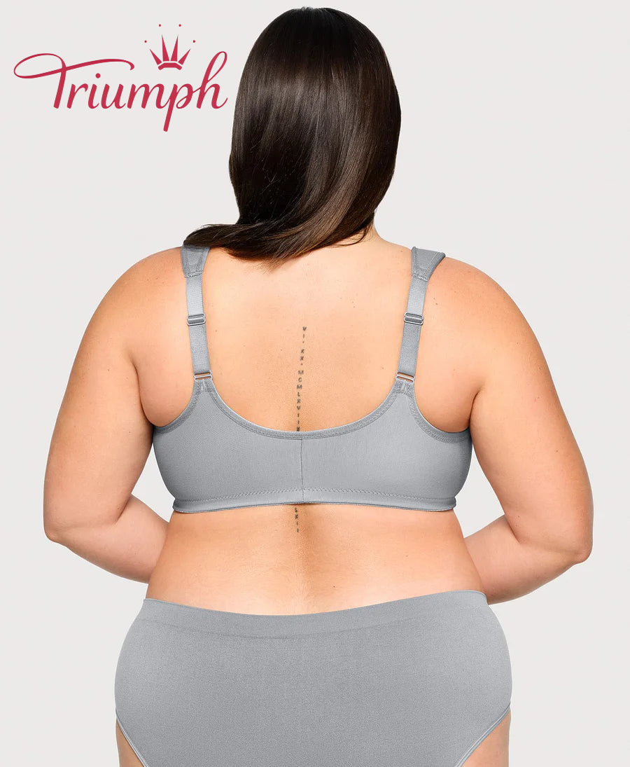 Triumph - (3 piese) Sutien din bumbac cu dantelă brodată, cu închidere în față