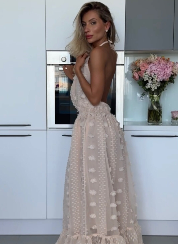 Rochie de vară la modă pentru femei, cu spate deschis și crăpătură largă