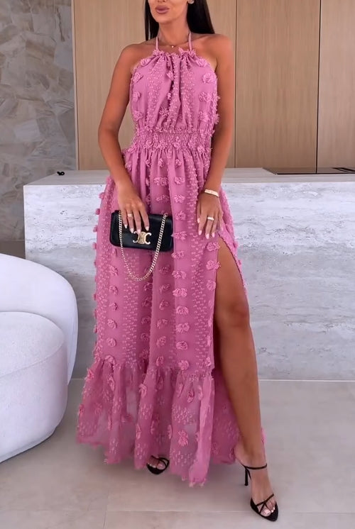 Rochie de vară la modă pentru femei, cu spate deschis și crăpătură largă