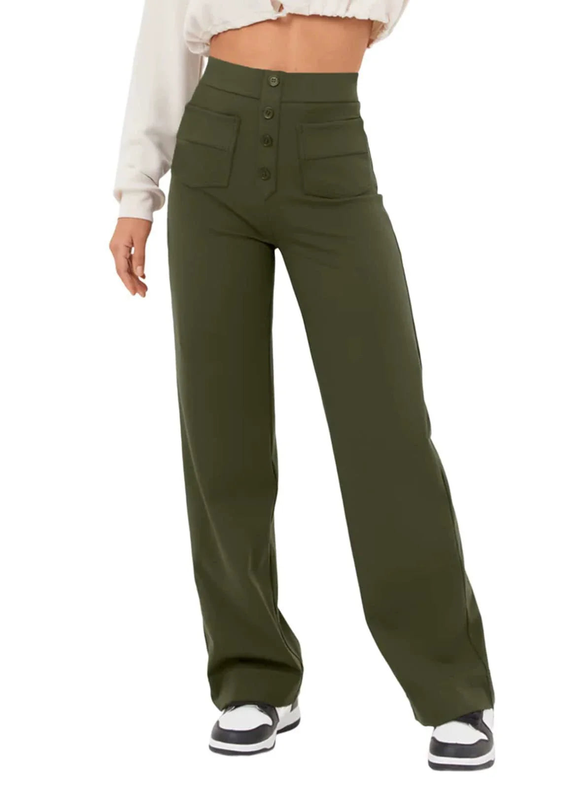 🔥49% REDUCERE - 🔥- Pantaloni casual elastici cu talie înaltă pentru femei