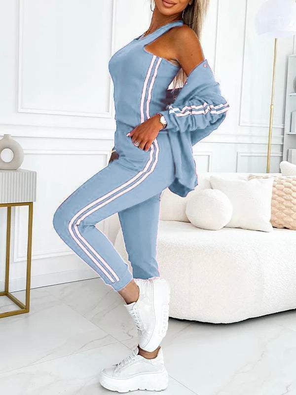Set jachetă și pantaloni de baseball din trei piese pentru femei