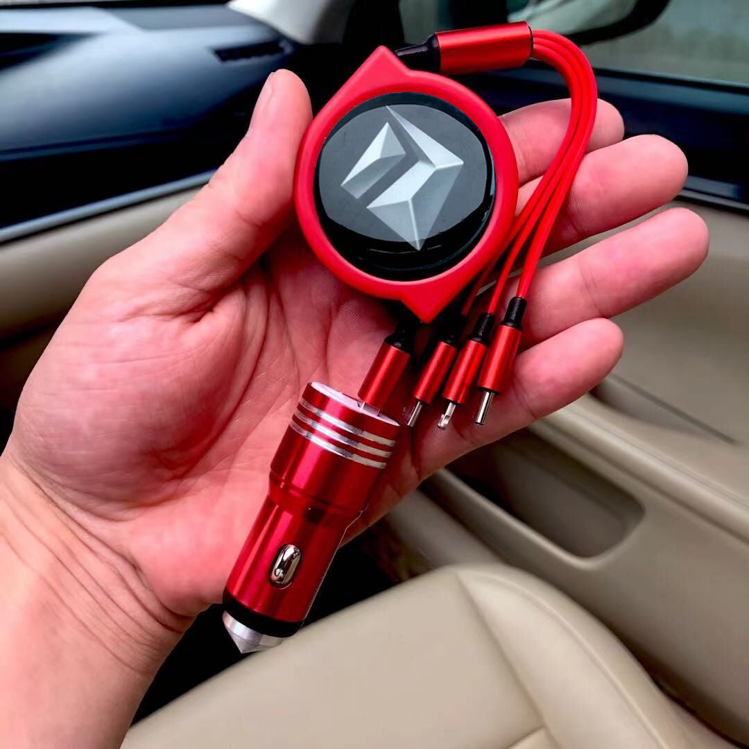 Cablu de date auto retractabil 3 în 1 + încărcător auto gratuit