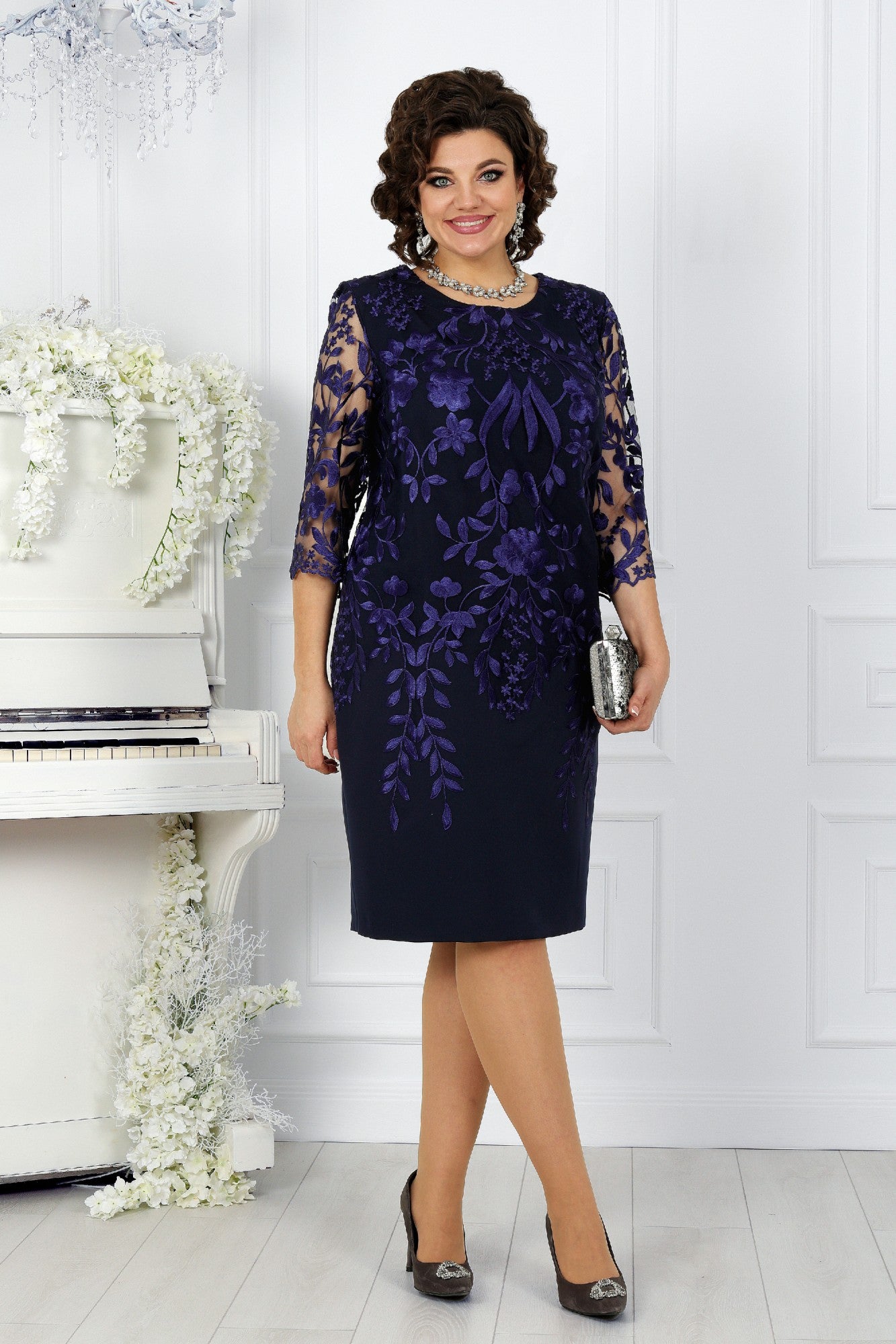 Rochie oversize cu patchwork din dantela si imprimeu