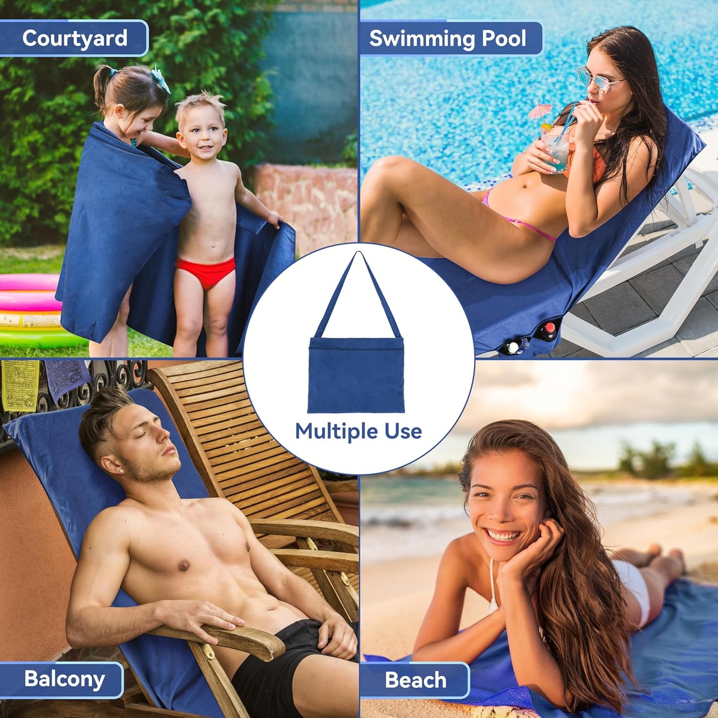 🏖️🌞 Prosop de plajă în geantă cu buzunare de depozitare💦