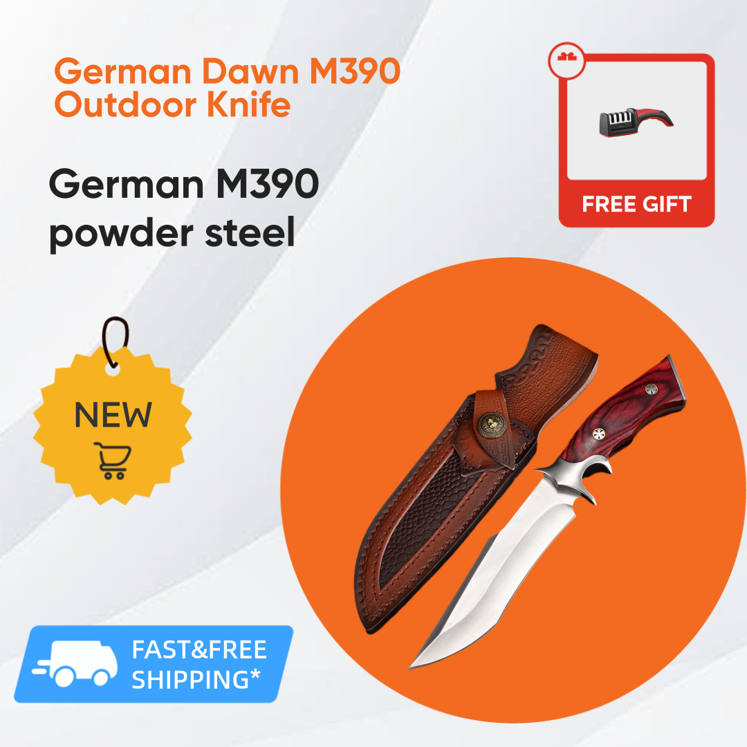 🔥Cuțit german Dawn M390 cu mâner din lemn și mâner scurt