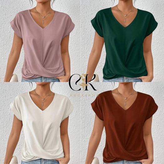 👚Tricou elegant cu decolteu în V✨