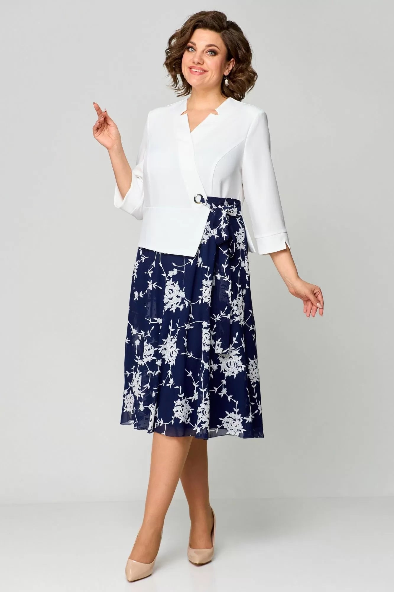 🔥【S-5XL】💃2025Rochie nouă, albastru și alb la atingere moale