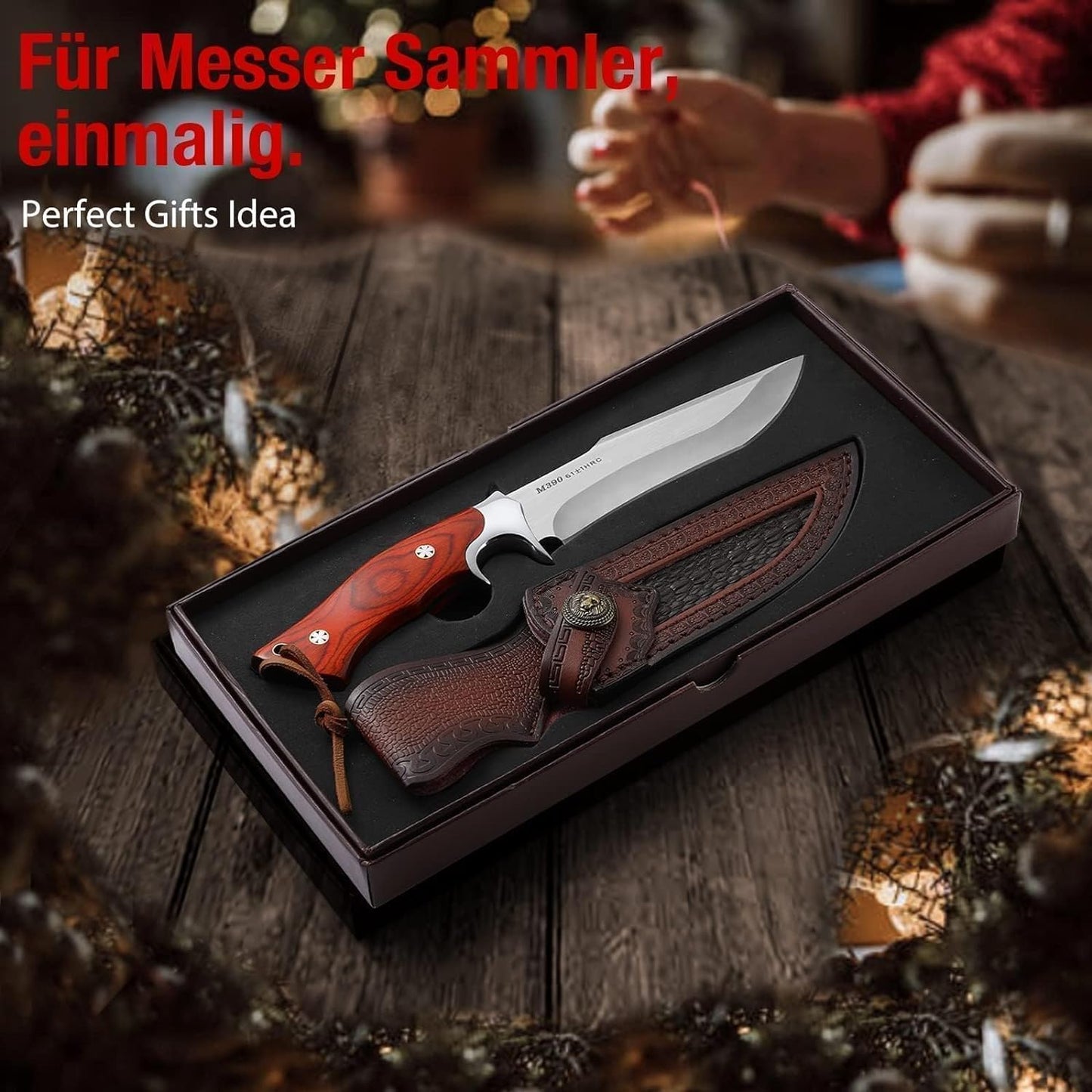 🔥Cuțit german Dawn M390 cu mâner din lemn și mâner scurt