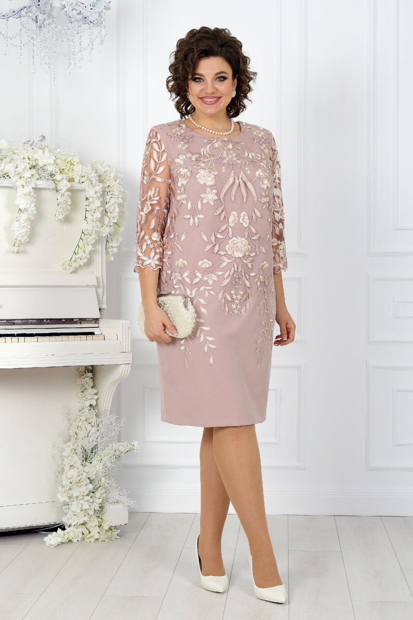 Rochie oversize cu patchwork din dantela si imprimeu
