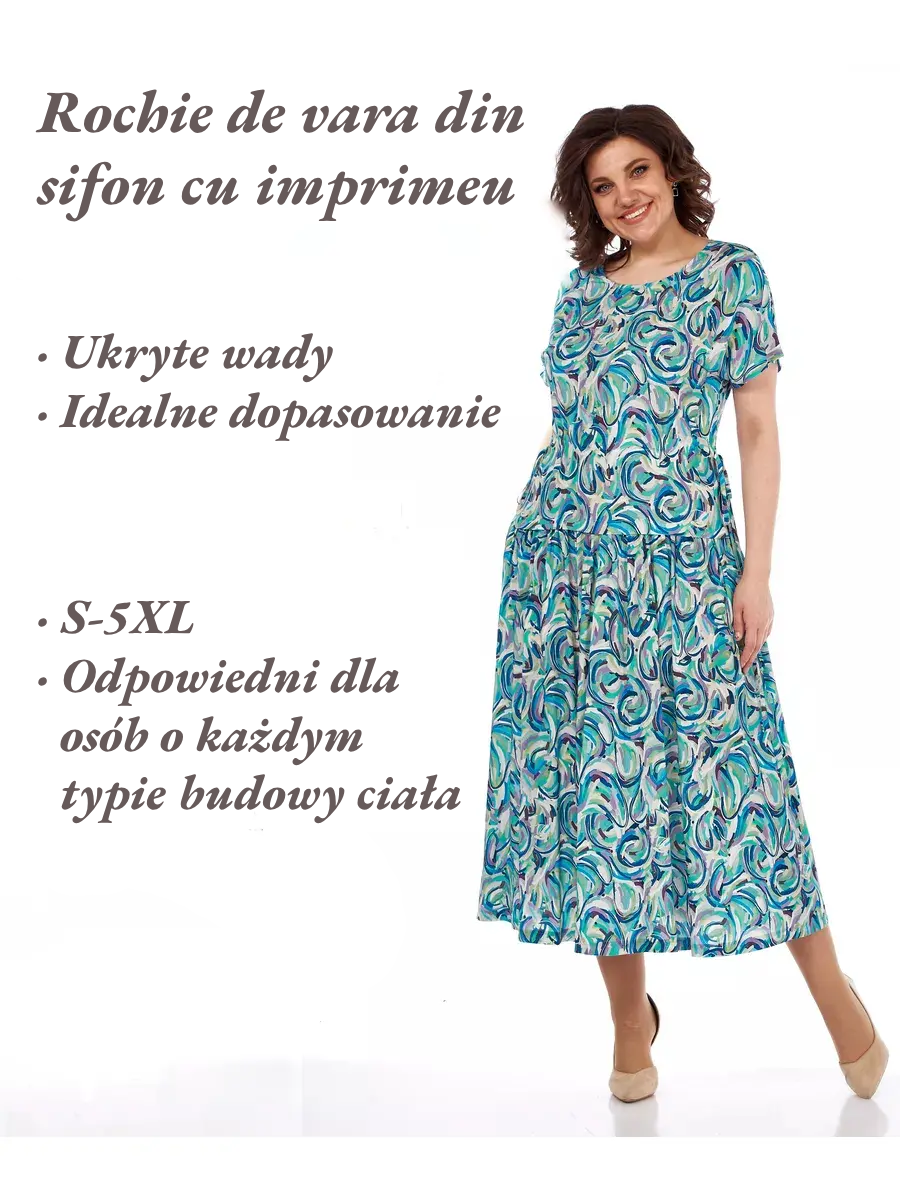 🔥Cea mai bună reducere🔥🌺Rochie de vară din șifon cu imprimeu👗