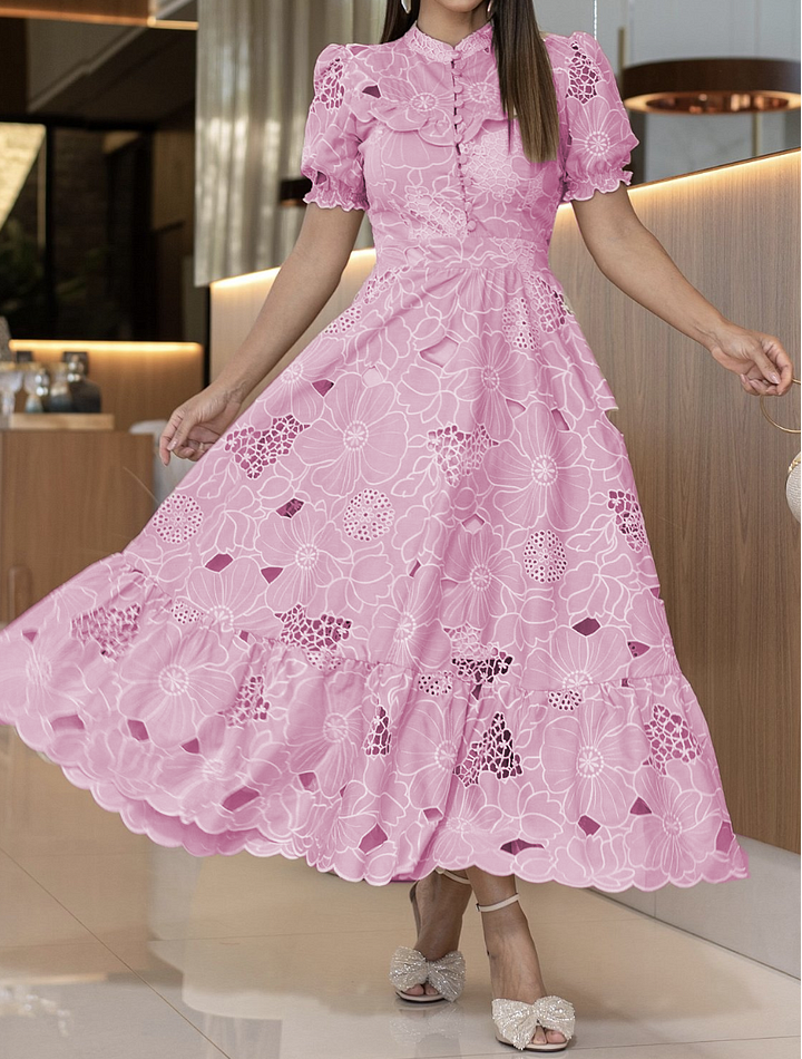 Rochie elegantă cu model floral scobit în interior