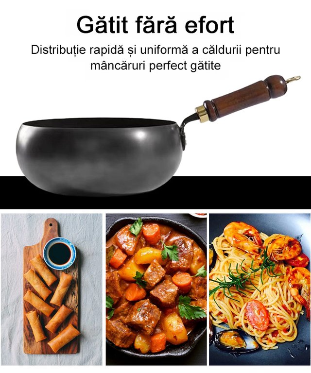 【Tigaie sănătoasă fără acoperire】Tigaie din fier pur care nu se lipește și suplimentează fierul