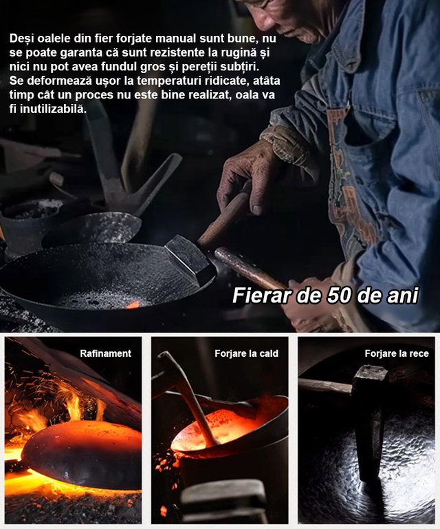 【Tigaie sănătoasă fără acoperire】Tigaie din fier pur care nu se lipește și suplimentează fierul
