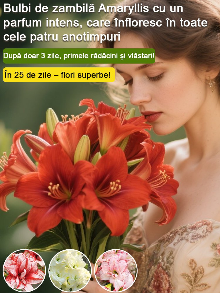 Bulbi de amaryllis cu aromă puternică, înfloriți în patru anotimpuri