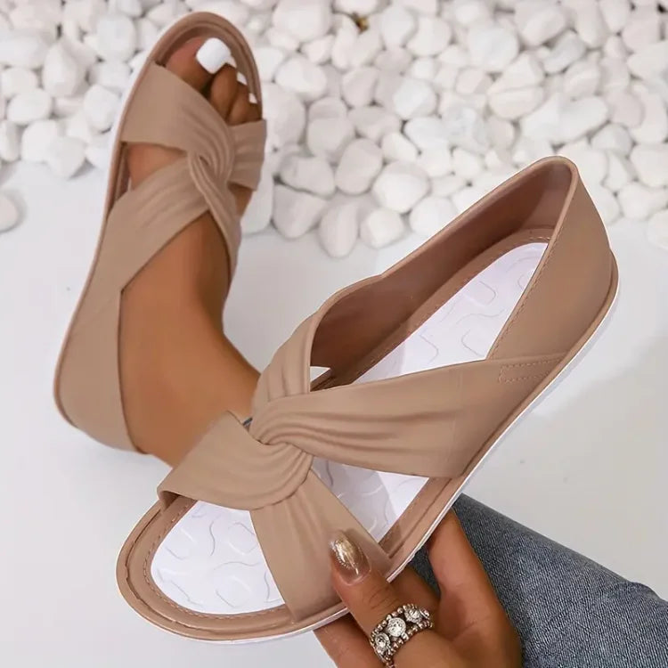 🔥Ultima zi REDUCERE 50% - Sandale ortopedice confortabile pentru femei, fără slip-on, cu papion