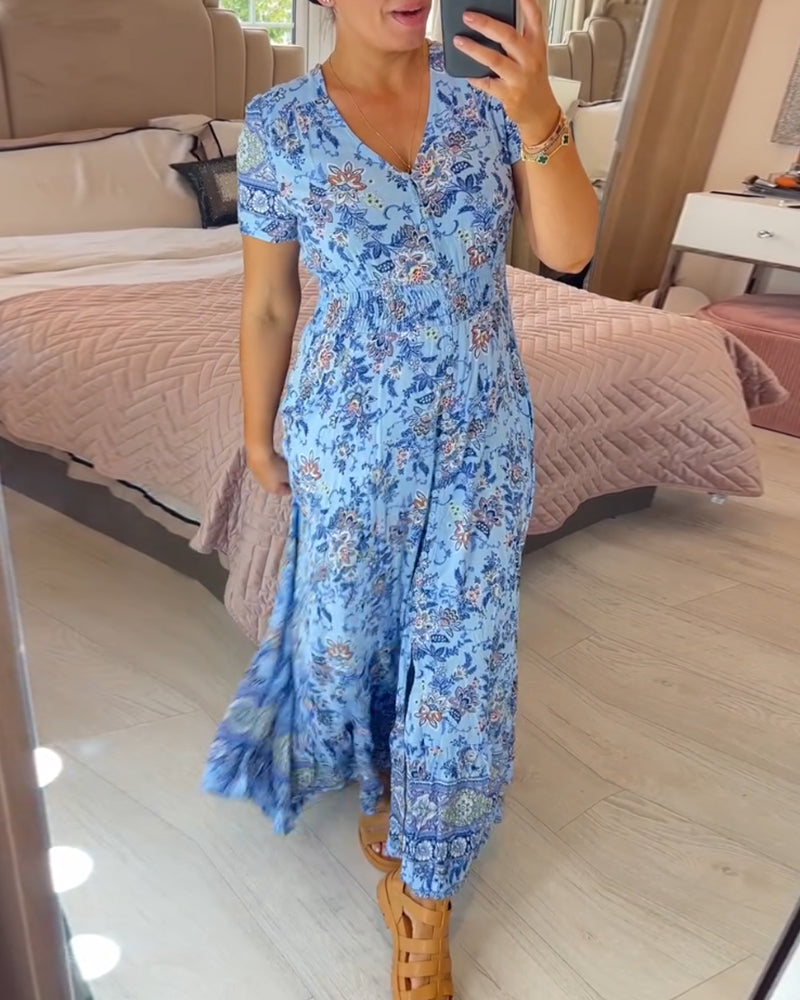 💝 Rochie cu imprimeu floral și decolteu în V