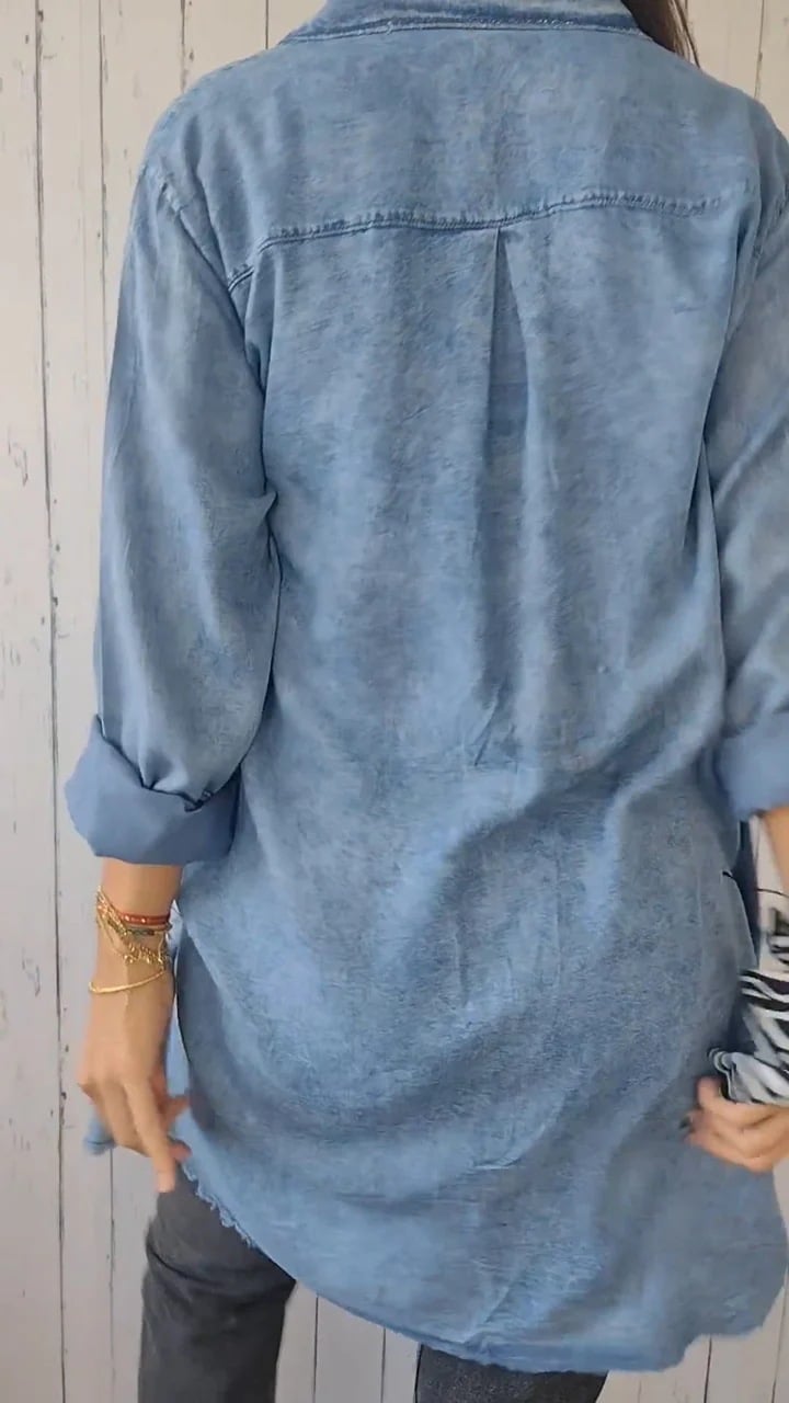 Cămașă confortabilă din denim cu palton lung