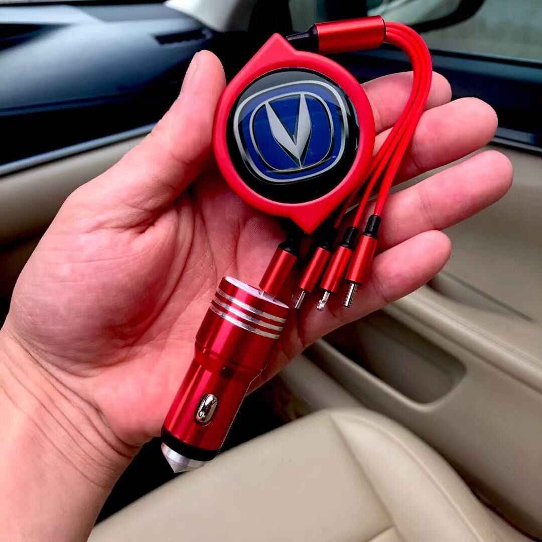 Cablu de date auto retractabil 3 în 1 + încărcător auto gratuit