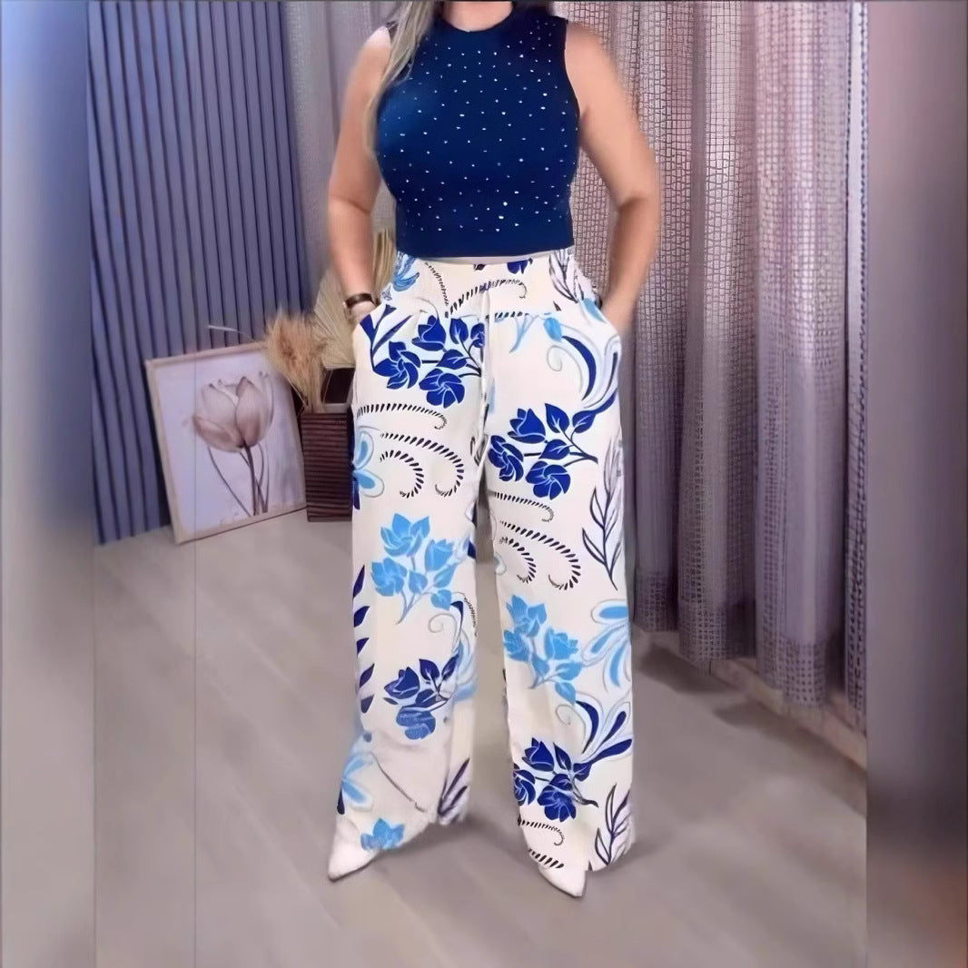 Pantaloni largi cu imprimeu de vară 2025