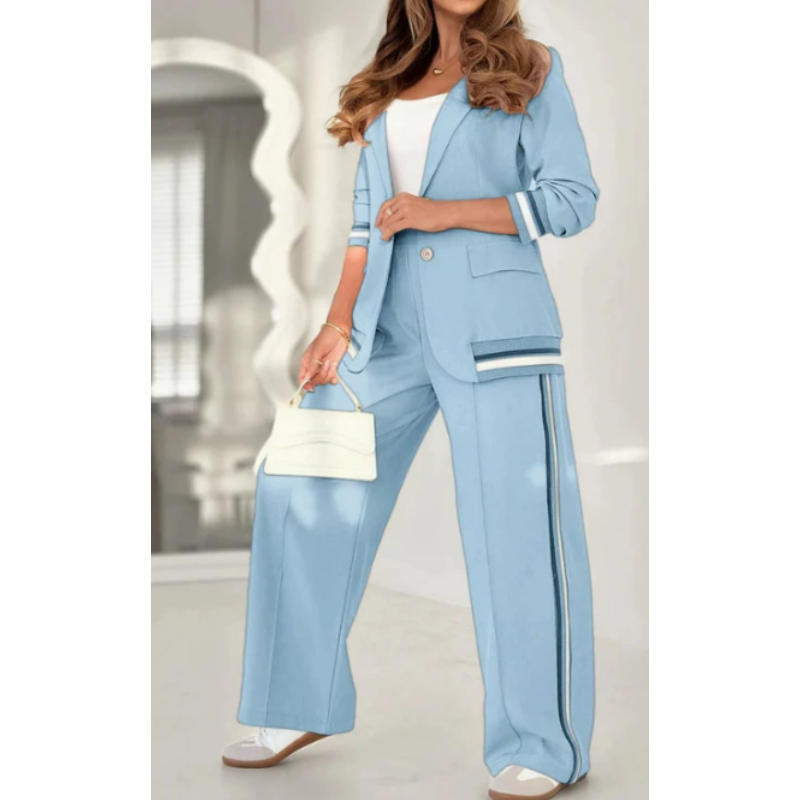 Damski casualowy żakiet i szerokie spodnie