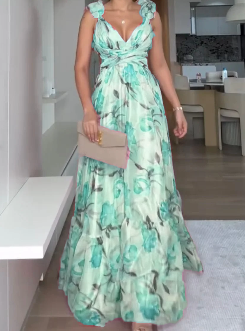 🍓Rochie plisată sexy și elegantă cu imprimeu
