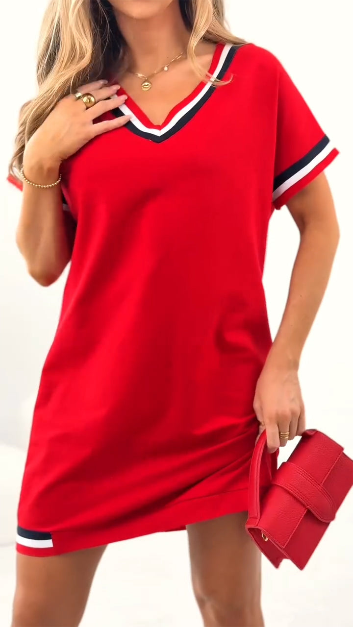 Rochie casual pentru femei cu tiv contrastant