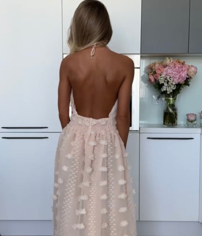 Rochie de vară la modă pentru femei, cu spate deschis și crăpătură largă