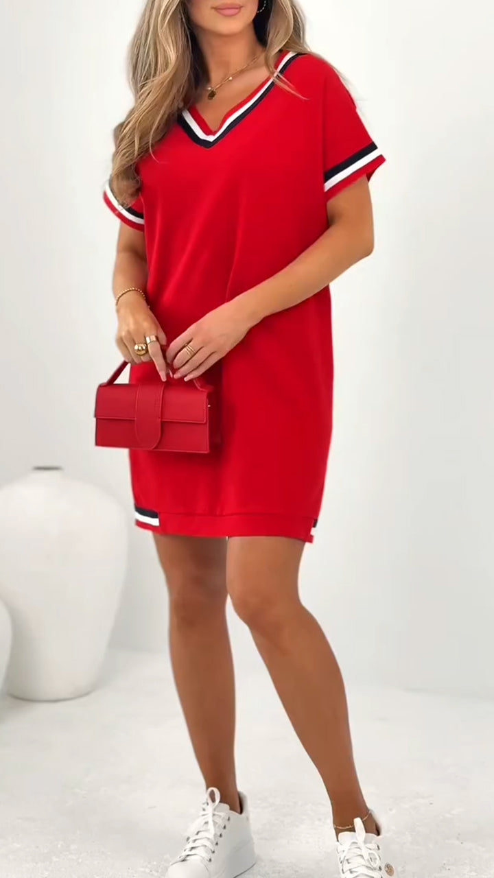 Rochie casual pentru femei cu tiv contrastant