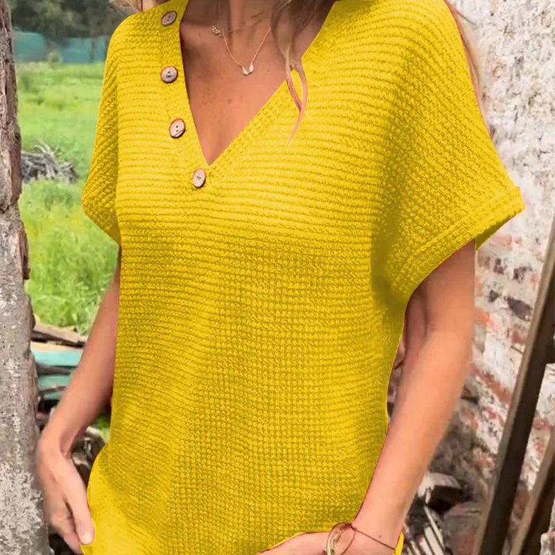 Top elegant pentru femei cu mânecă scurtă și decolteu ascuțit