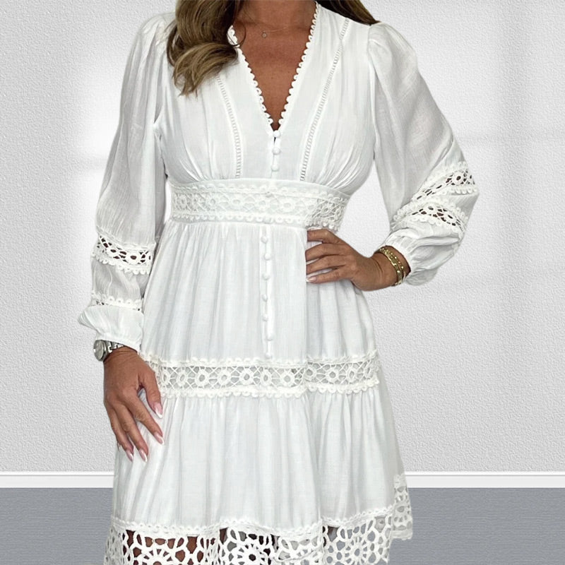 🌸Rochie din dantelă la modă și elegantă cu decolteu în V