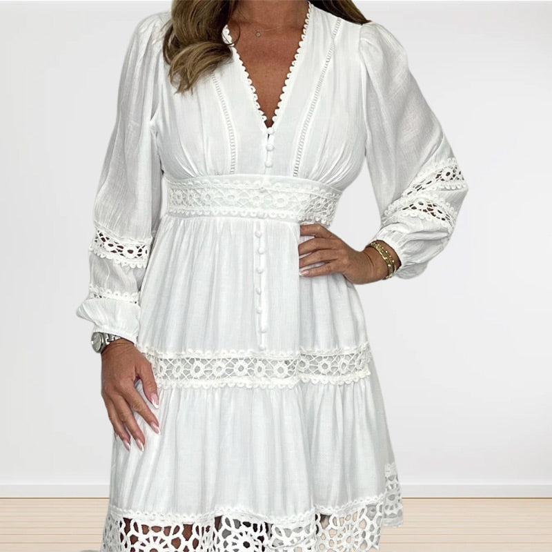 🌸Rochie din dantelă la modă și elegantă cu decolteu în V