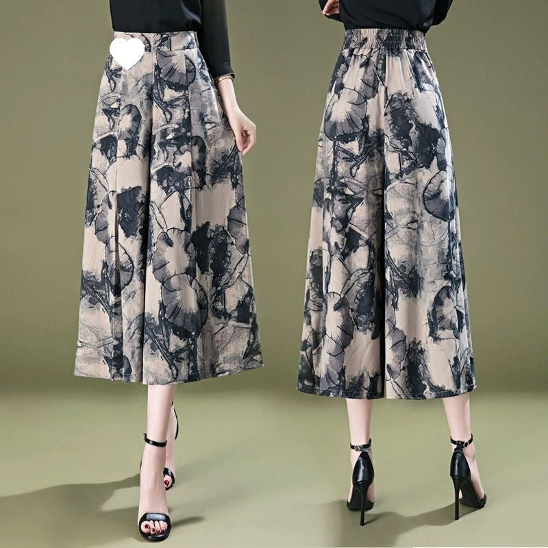 Pantaloni eleganti de dama din sifon cu picioare late