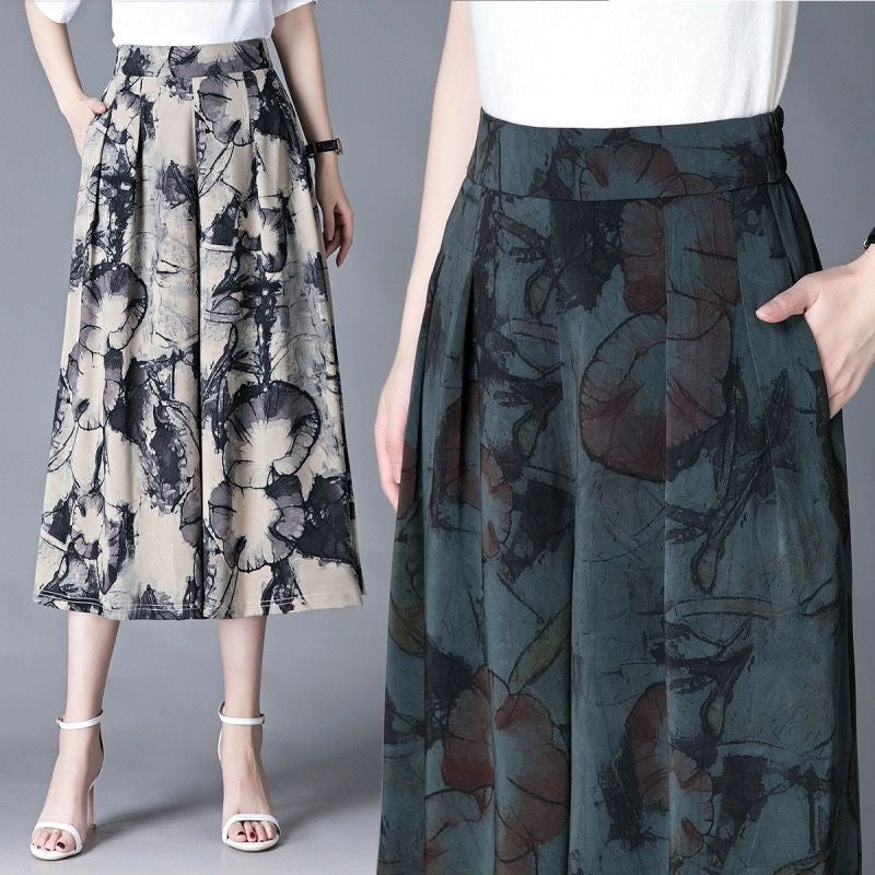 Pantaloni eleganti de dama din sifon cu picioare late