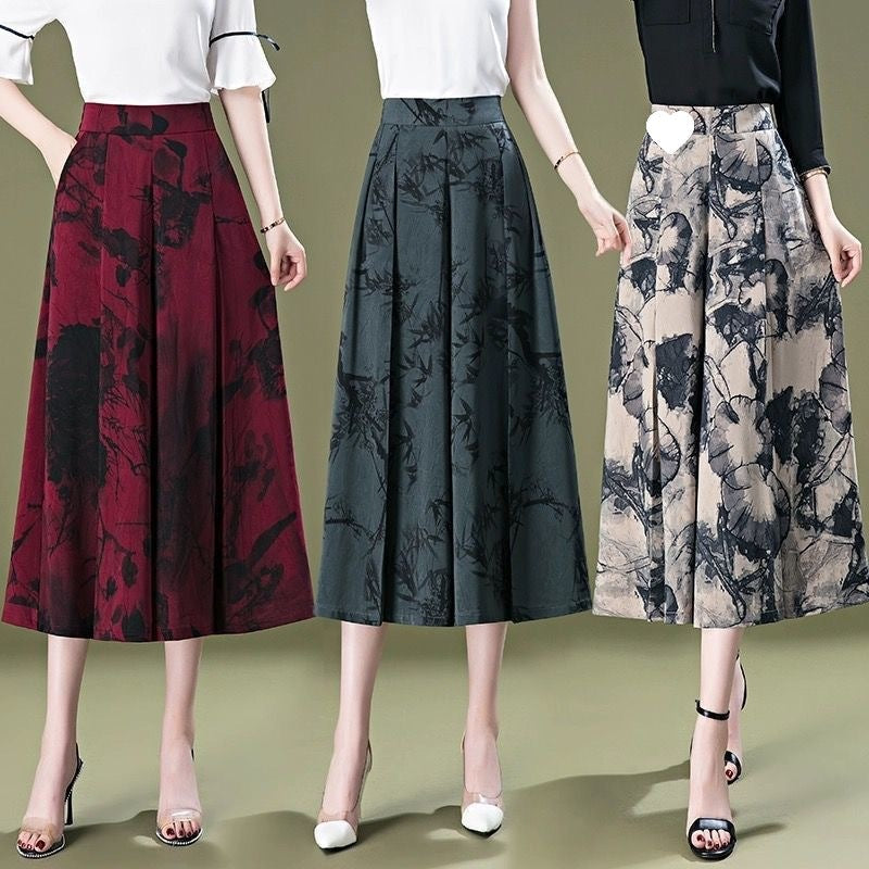 Pantaloni eleganti de dama din sifon cu picioare late