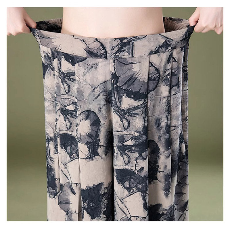 Pantaloni eleganti de dama din sifon cu picioare late