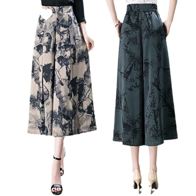 Pantaloni eleganti de dama din sifon cu picioare late
