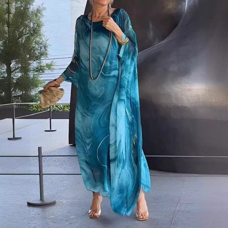 š„ofertÄ specialÄš„Rochie elegantÄ din Čifon cu imprimeu marmorat