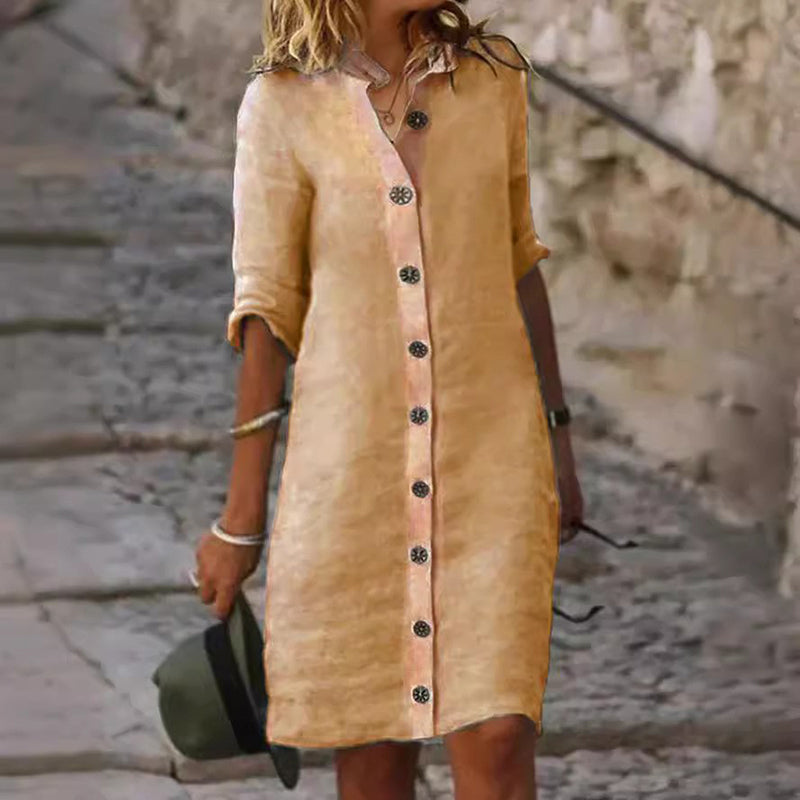 💃Rochie de damă minimalistă, respirabilă, cu nasturi