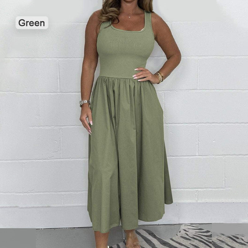 2025🌷Rochie fără mâneci, casual, culoare uni, pentru femei