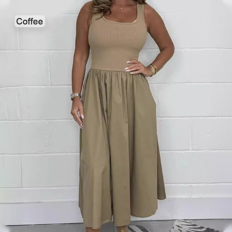 2025🌷Rochie fără mâneci, casual, culoare uni, pentru femei