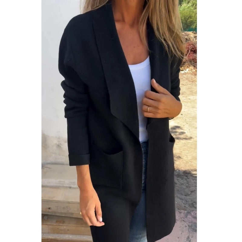🎉Guler cu rever, pulover largi, cu maneci lungi si deschis in fata