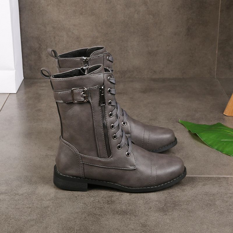 Pantofi ortopedici de dama din piele cu varf rotund si fermoar lateral👢