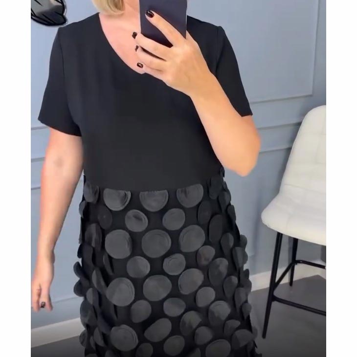 Rochie neagră elegantă cu gât în V pentru femei cu jachetă neregulată Set din două piese