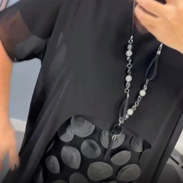 Rochie neagră elegantă cu gât în V pentru femei cu jachetă neregulată Set din două piese