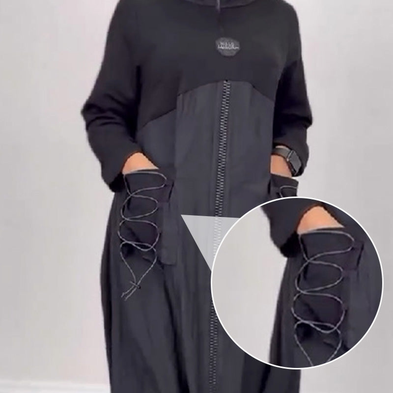 Rochie cu maneca lunga, cu decolteu in V si cordon👗