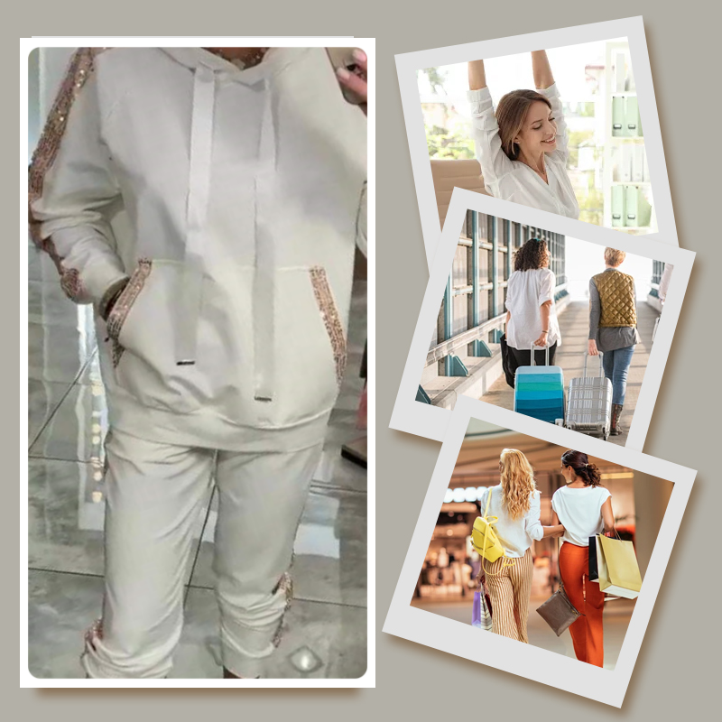 🌷Produse noi în toamnă✨Set 2 piese de top și pantaloni de damă cu glugă cu șnur